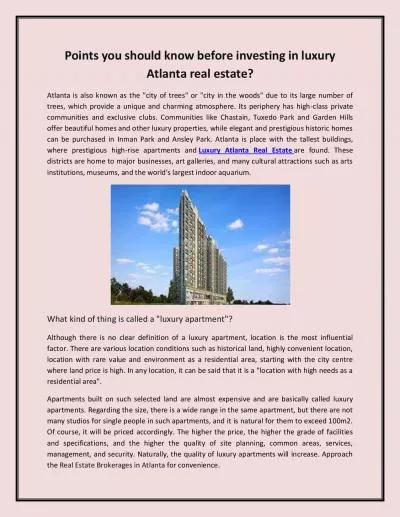 Points you should know before investing in luxury Atlanta real estate?