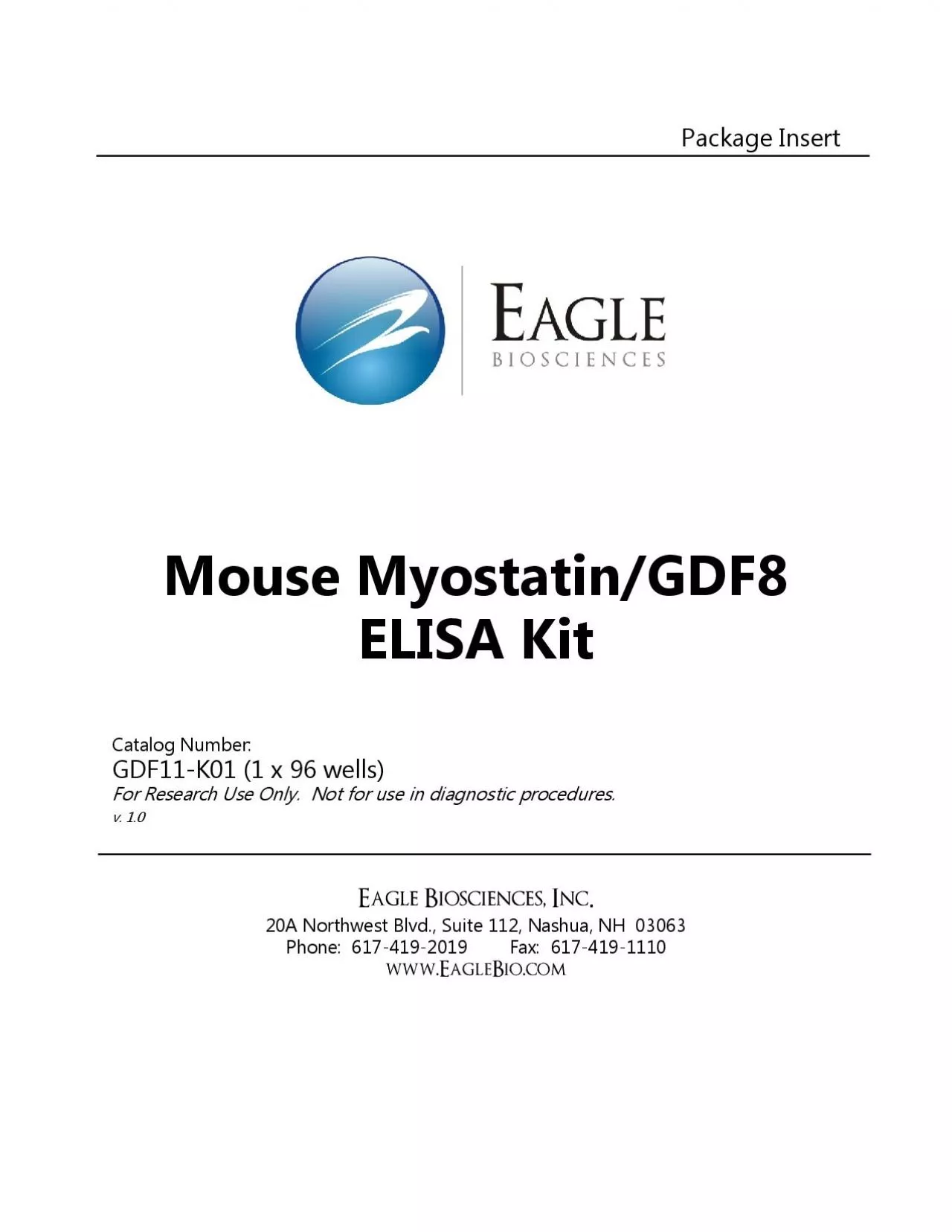 PDF-Package InsertMouse MyostatinGDF8 ELISA KitCatalog Number GDF11K01