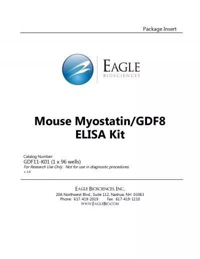 Package InsertMouse MyostatinGDF8 ELISA KitCatalog Number  GDF11K01