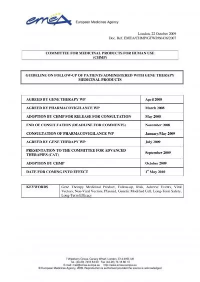 PDF-European Medicines Agency 7 Westferry Circus Canary Wharf London E1