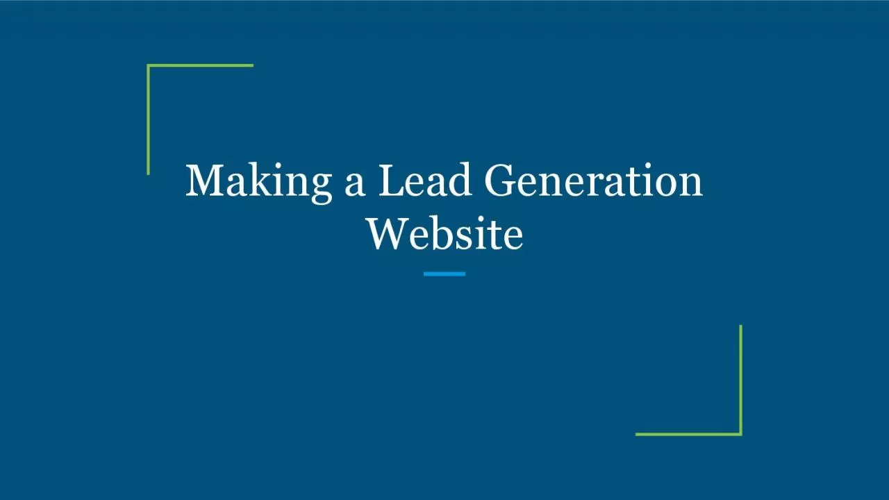 PDF-Making a Lead Generation Website