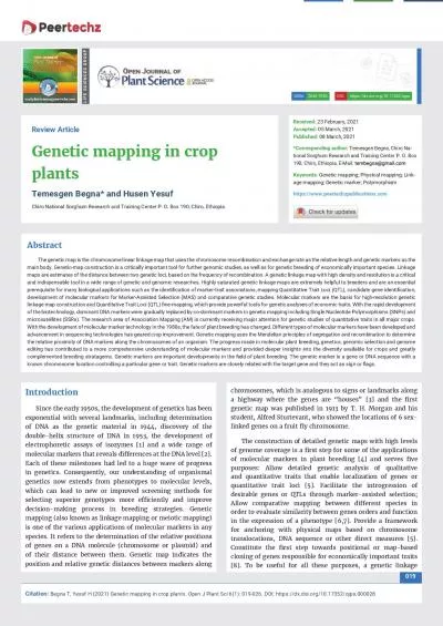 Begna T Yesuf H 2021 Genetic mapping in crop plants Open J Plant S