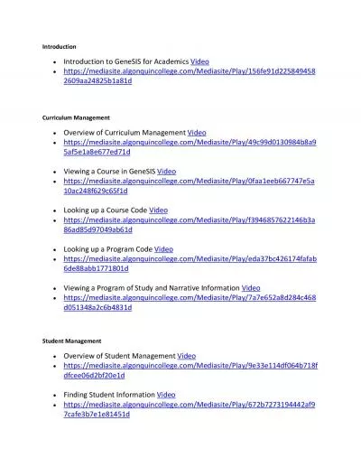 IntroductionIntroduction to GeneSIS for AcademicsVideo