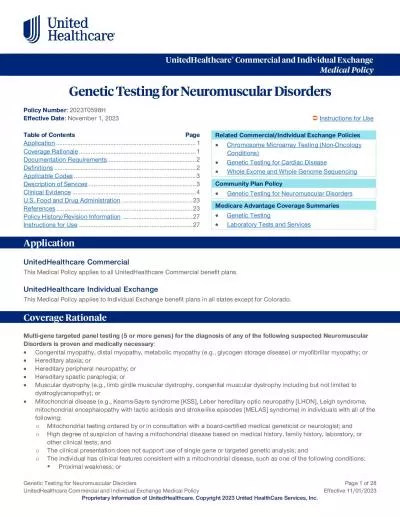 Genetic Testing for Neuromuscular Disorders