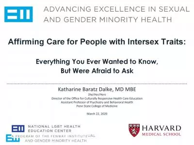 Affirming Care for People with Intersex TraitsWanted to Know ut Were