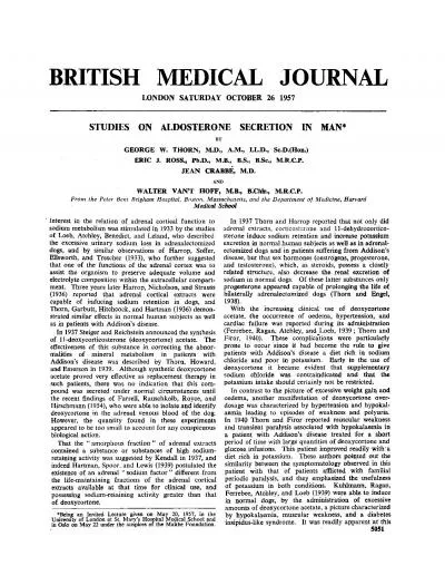 BRITISHMEDICALJOURNALLONDONSATURDAYOCTOBER261957STUDIESONALDOSTERONESE