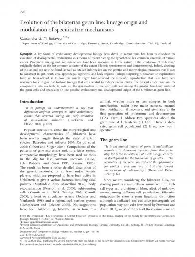 Evolutionofthebilateriangermlinelineageoriginandmodulationofspecifica