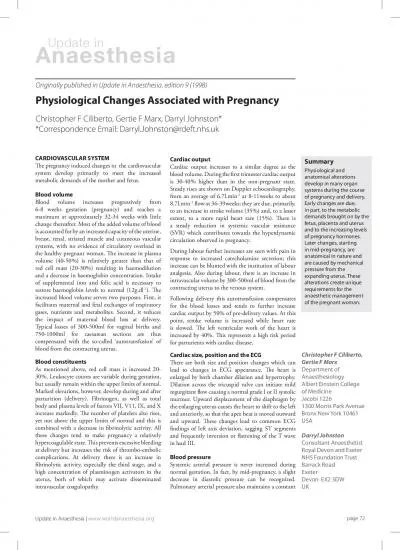 31e pregnancy induced changes in  the cardiovascular