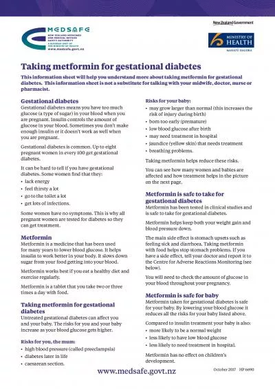 October 2017    HP 6690wwwmedsafegovtnzTaking metformin for gestati