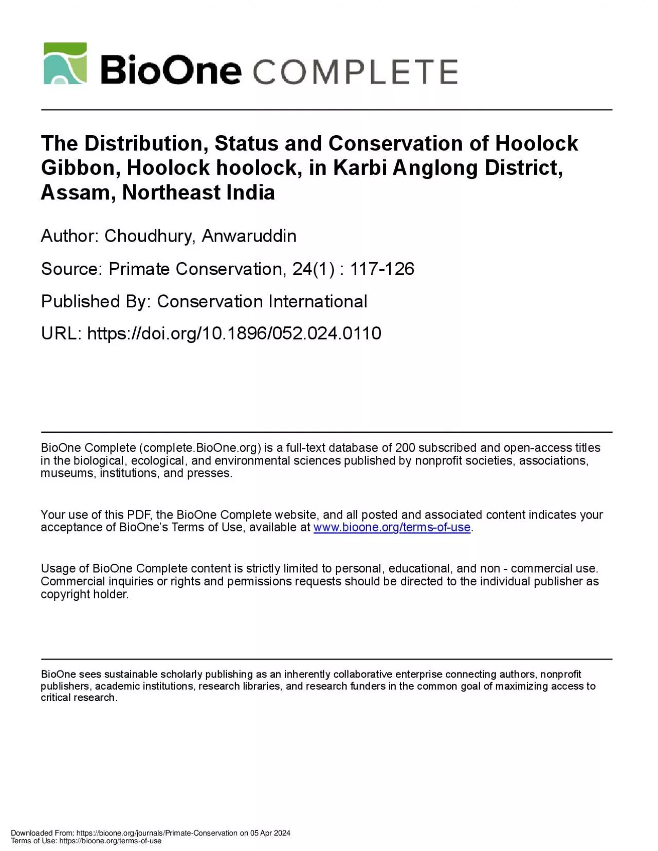 PDF-Downloaded From httpsbiooneorgjournalsPrimateConservation on 1