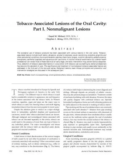 Journal of the Canadian Dental AssociationMay 2000 Vol 66 No 5obac
