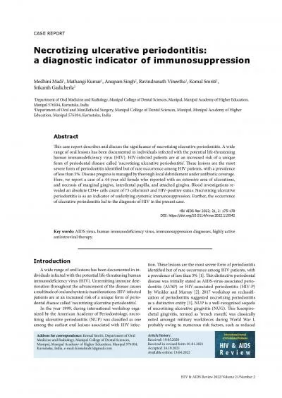 HIV  AIDS Review 2022Volume 21Number 2Necrotizing ulcerative period