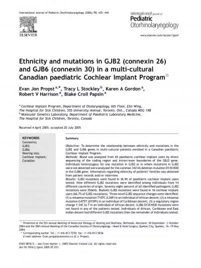 EthnicityandmutationsinGJB2connexin26andGJB6connexin30inamulticul