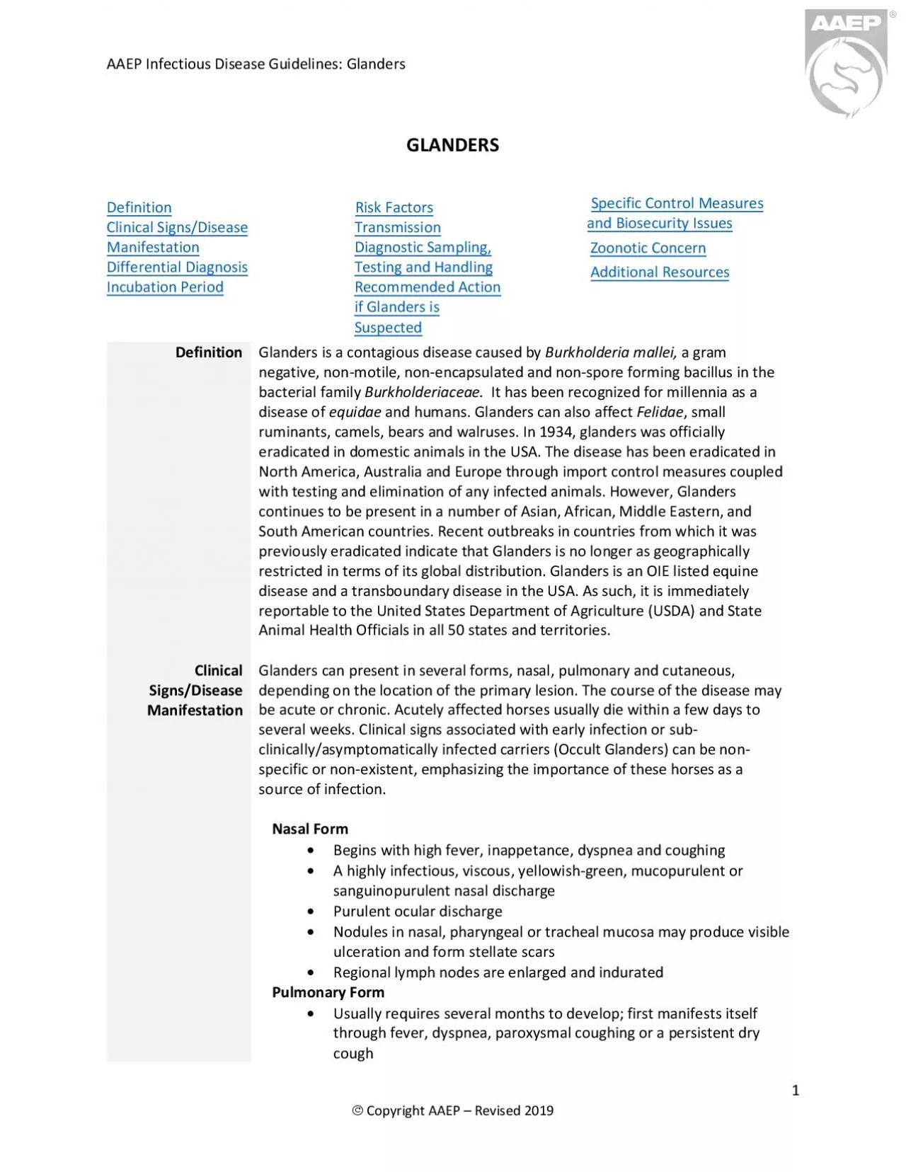 PDF-AAEP Infectious Disease Guidelines Glanders