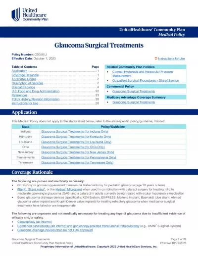 Glaucoma Surgical Treatments