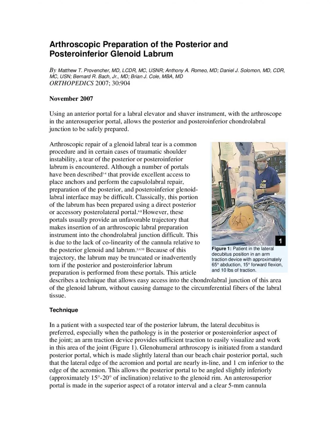 PDF-Arthroscopic Preparation of the Posterior and Posteroinferior Glenoid