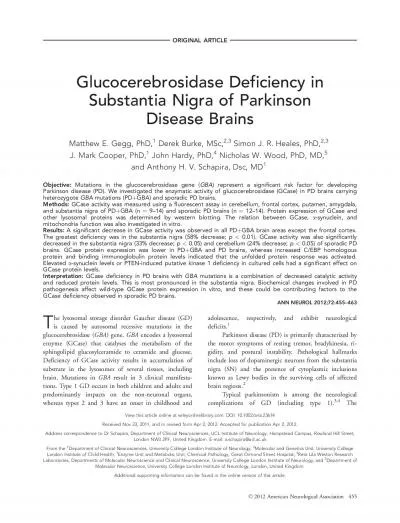 ORIGINALARTICLEGlucocerebrosidaseDeficiencyinSubstantiaNigraofParkinso