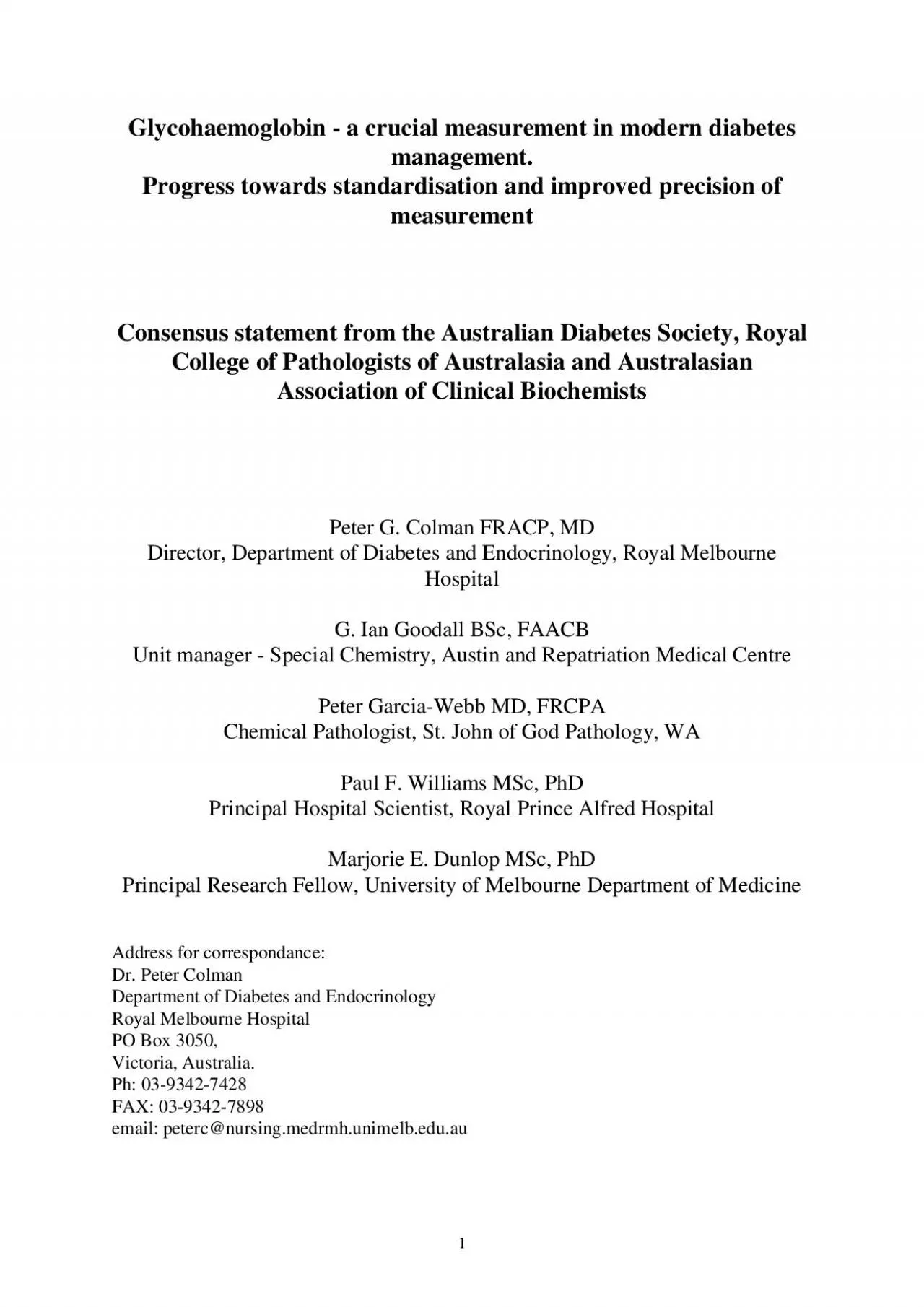 PDF-Glycohaemoglobin a crucial measurement in modern diabetesmanagement