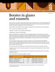 In glazes, boric oxide reduces melting temperature and improves glaze/