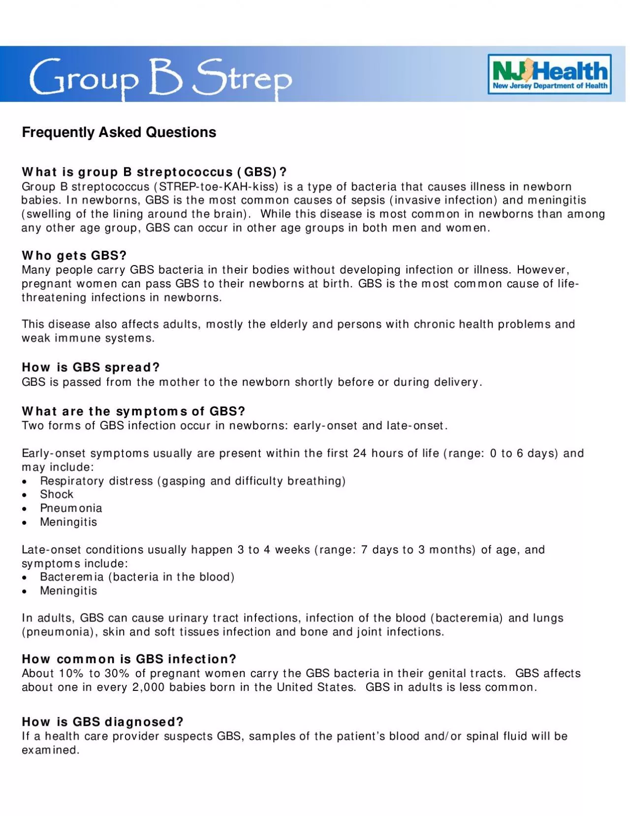 PDF-Frequently Asked Questions Group B streptococcus STREPtoeKAHkiss