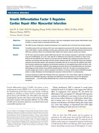 PRECLINICALRESEARCHGrowthDifferentiationFactor5RegulatesCardiacRepair