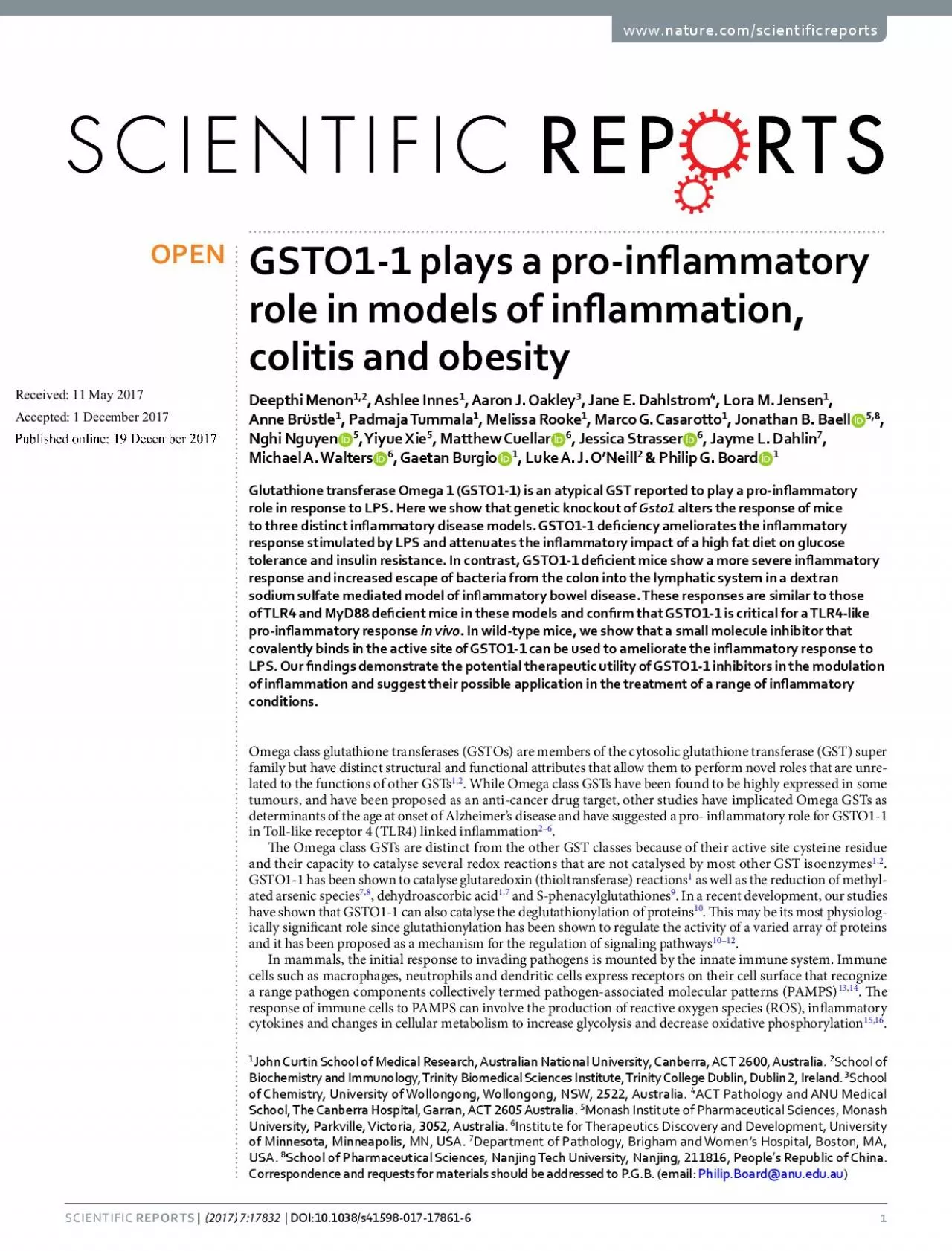 PDF-e excessive production of ROS in the inammatory response can cause t