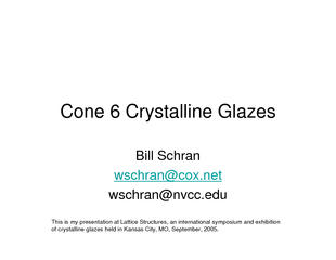 Cone 6 Crystalline Glazes