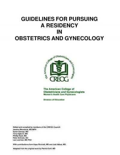 GUIDELINES FOR PURSUINGA RESIDENCY OBSTETRICS AND GYNECOLOGY