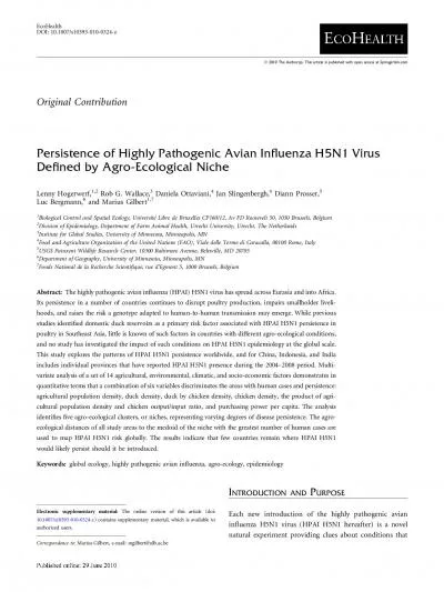 PersistenceofHighlyPathogenicAvianInuenzaH5N1VirusDenedbyAgroEcol