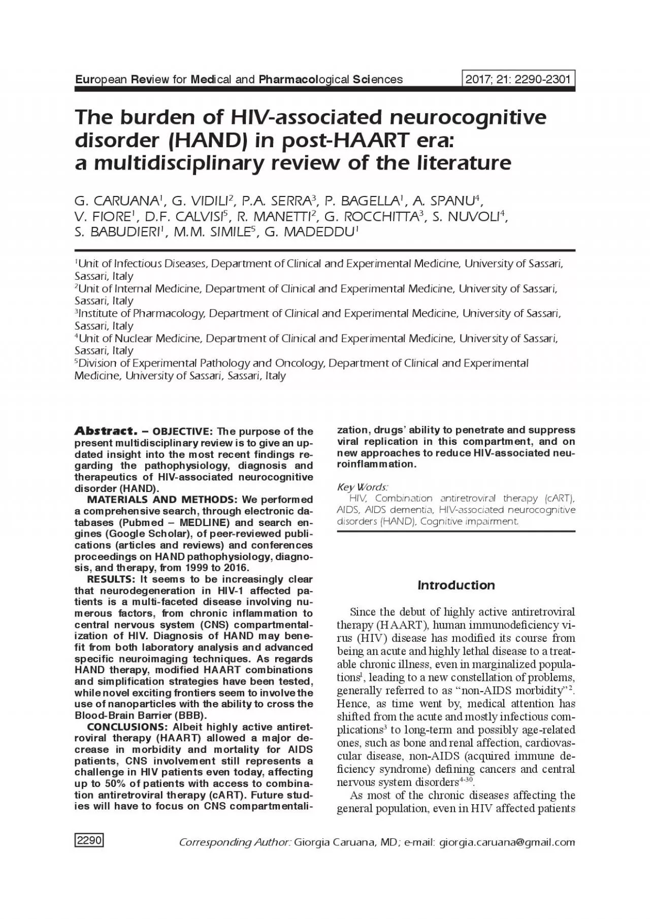 PDF-Abstract OBJECTIVE The purpose of the present multidisciplinary revi