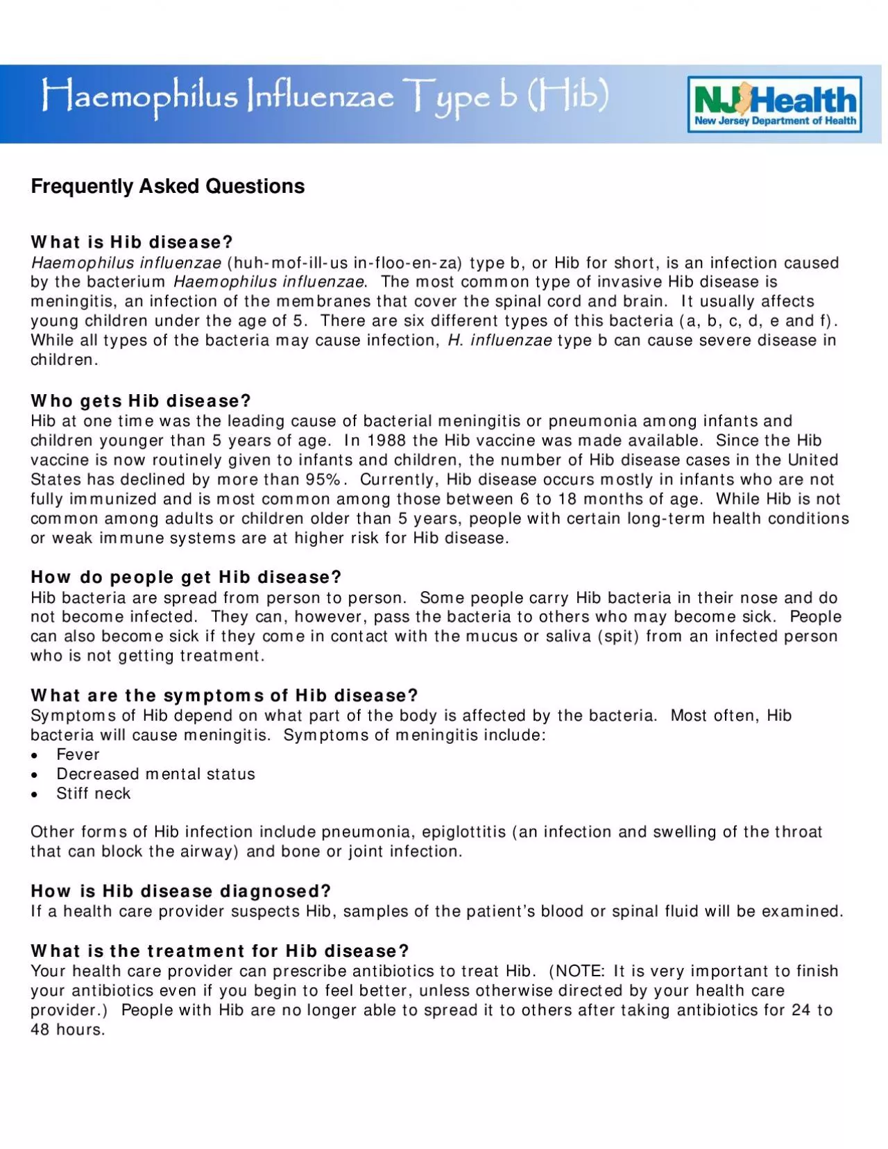 PDF-Frequently Asked Questions What is Hib diseaseHaemophilus influenzae