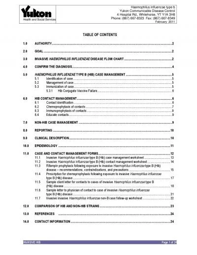 Haemophilus influenzae type bYukon Communicable Disease Control4 Hospi