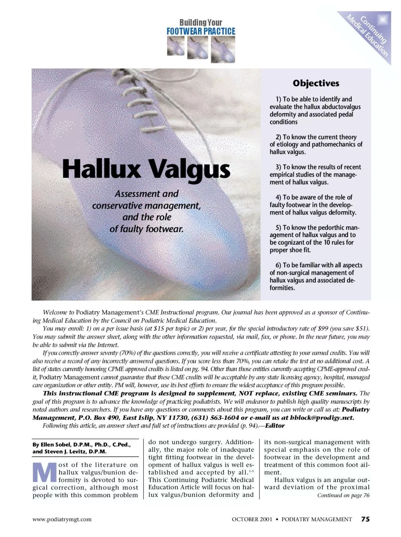 PDF-OCTOBER 2001 PODIATRY MANAGEMENT