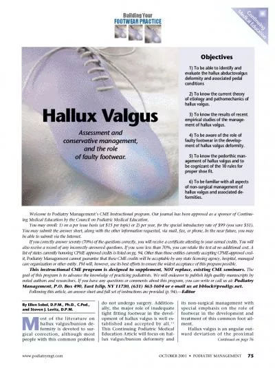 OCTOBER 2001    PODIATRY MANAGEMENT