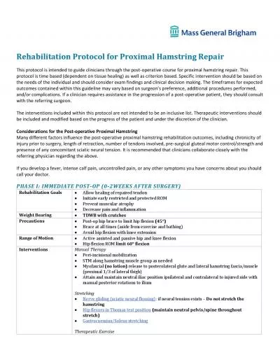 Rehabilitation Protocol for