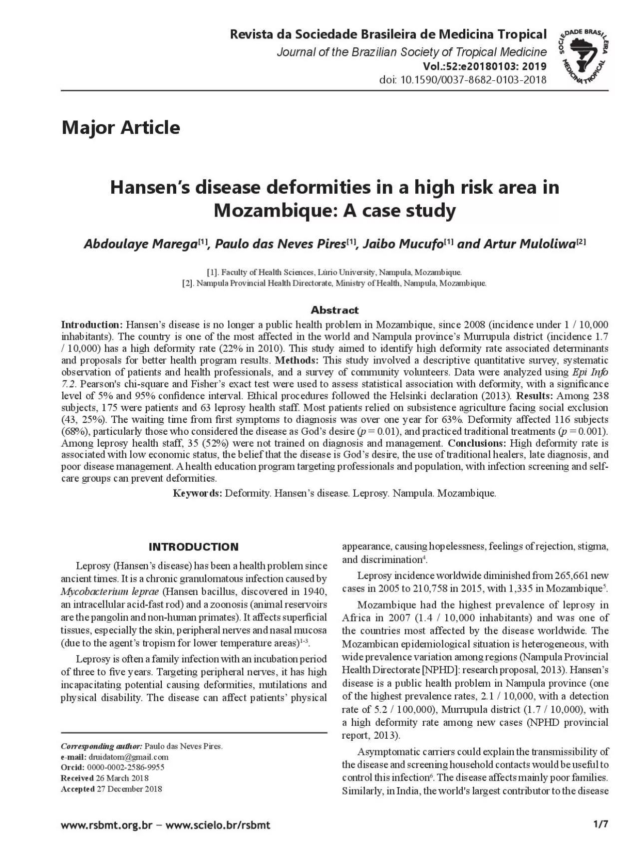 PDF-leprosy care an important strategy to eliminate the diseaseTo achieve