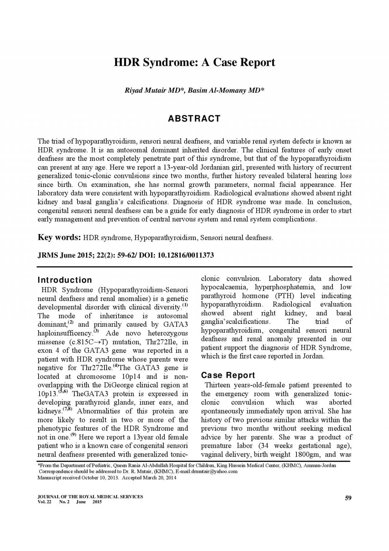 PDF-Riyad Mutair MD Basim AlMomany MD The triad of hypoparathyroidism