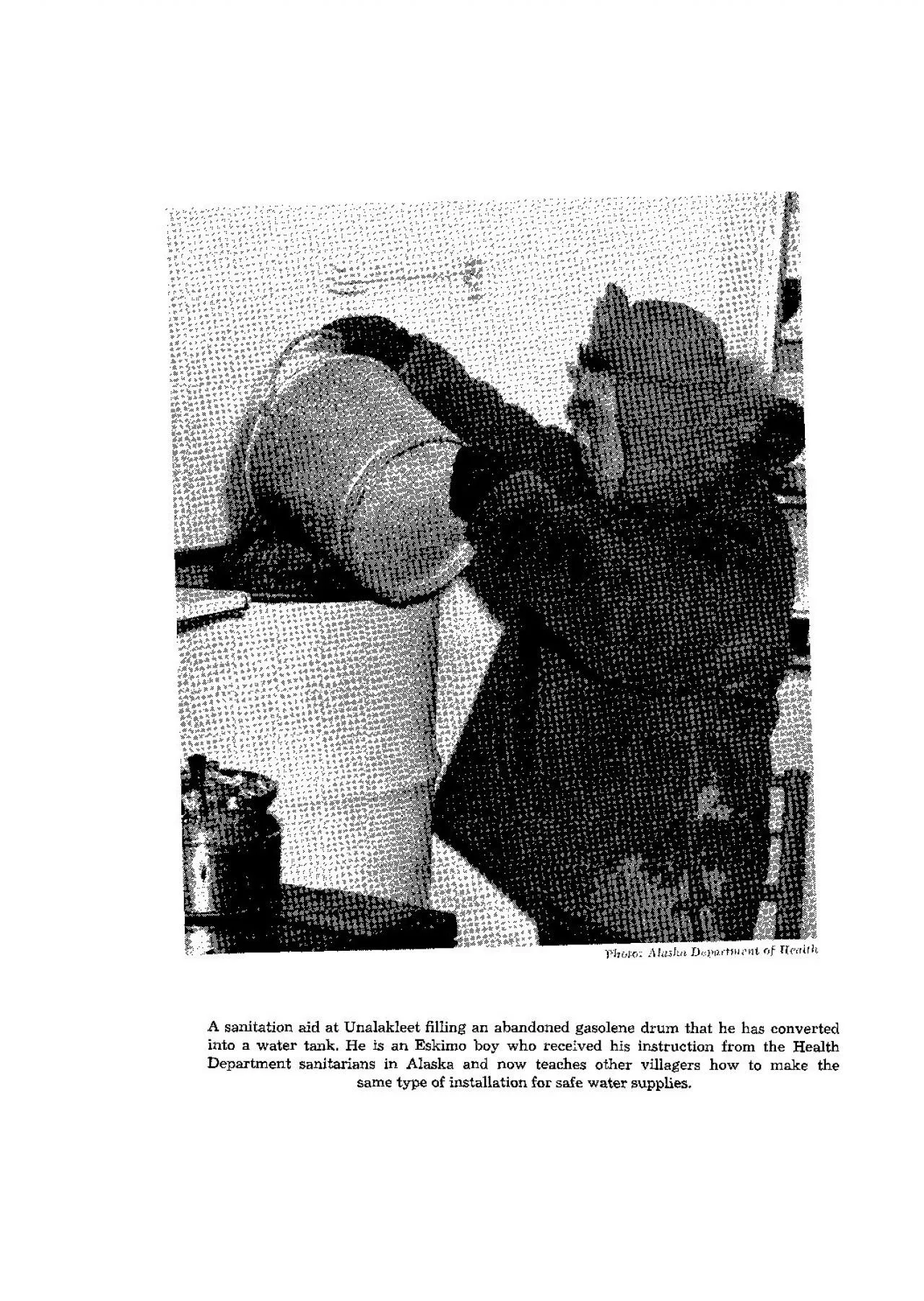 PDF-A sanitation aid at Unalakleet filling an abandoned gasolene dru