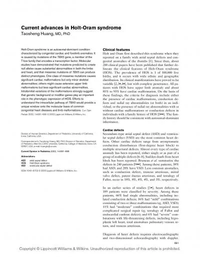 CurrentadvancesinHoltOramsyndromeTaoshengHuangHoltOramsyndromeisana