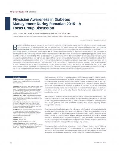 Physician Awareness in Diabetes Fatima Younis Al Slail Sahar Mohamed