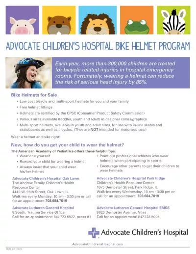 Advocate Children146s Hospital Bike Helmet Program