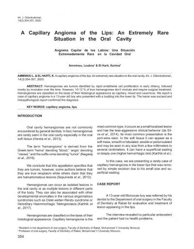 A Capillary Angioma of the Lips An Extrem