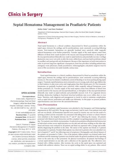 Nasal septal hematoma is a clinical condition characterized by blood a