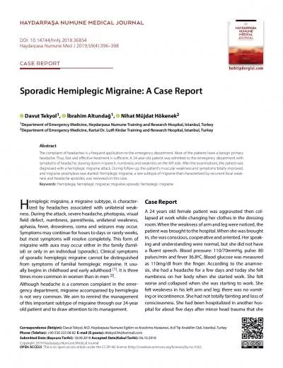 Sporadic Hemiplegic Migraine A Case ReportCorrespondence 31leti