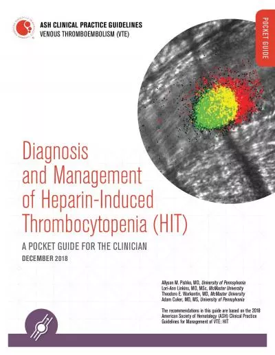 Diagnosis Thrombocytopenia HITA POCKET GUIDE FOR THE CLINICIAN DECEM