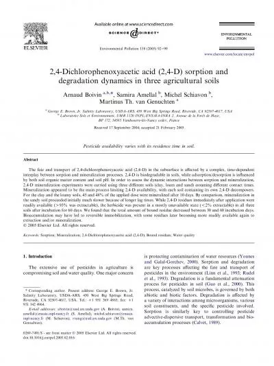 24Dichlorophenoxyaceticacid24Dsorptionanddegradationdynamicsinth