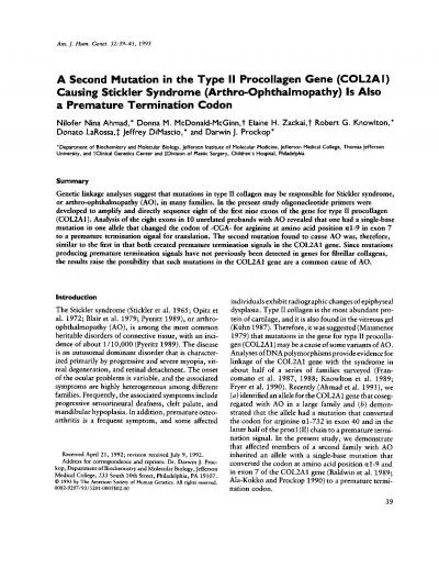 AmJHumGenet5239451993ASecondMutationintheType11ProcollagenGene