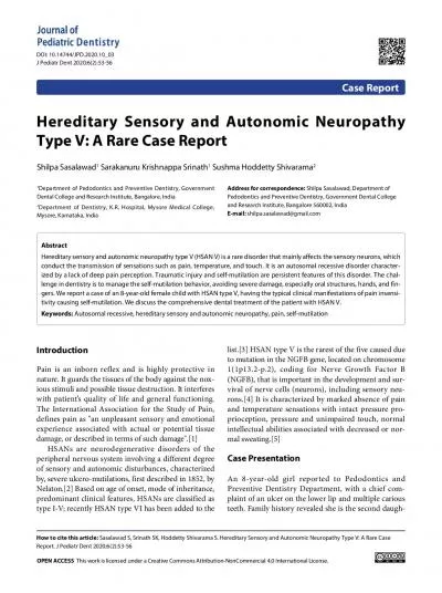 Hereditary Sensory and Autonomic Neuropathy ized by a lack of deep pai