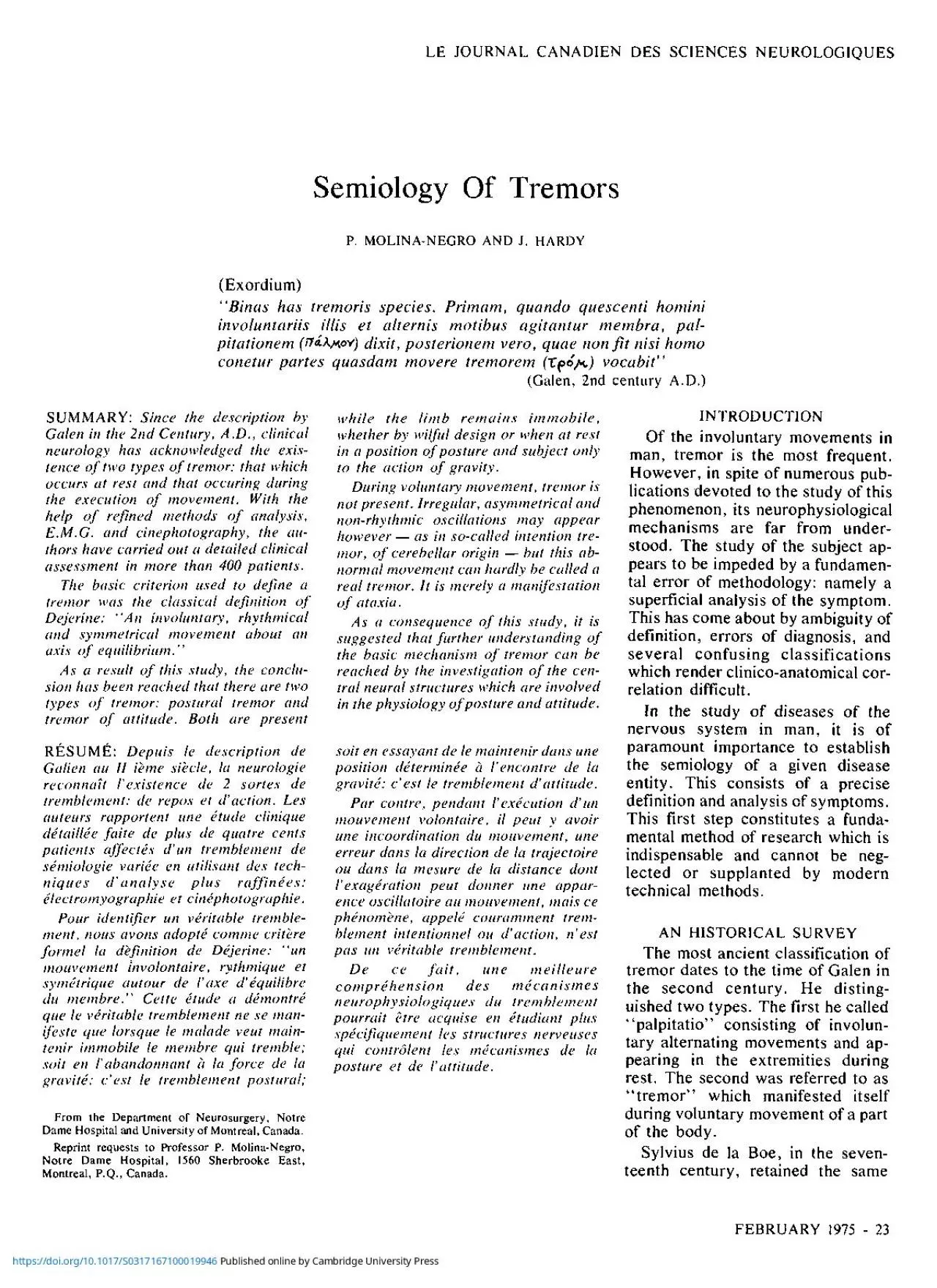 PDF-L JOURNA CANADIE DE SCIENCE NEUROLOG1QUESemiolog O TremorP MOLINANEGR