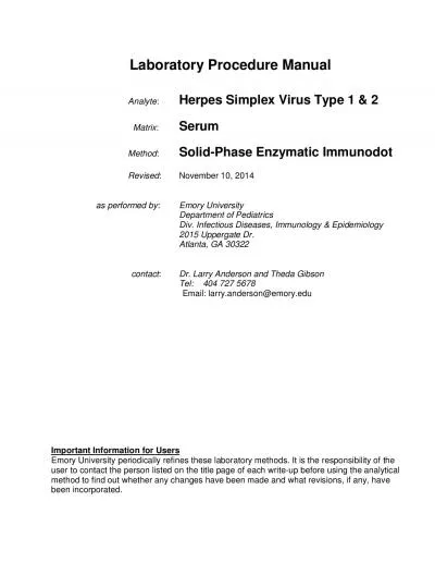 Laboratory Procedure ManualAnalyteHerpes Simplex Virus Type 1  2Matri